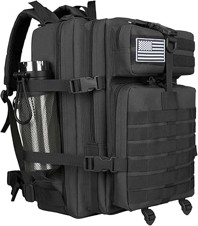 45L Tactical Assault Backpack 3 day assault pack with Molle Waterproof backpack Rucksack for Tactical Backpacks (Dark brown)