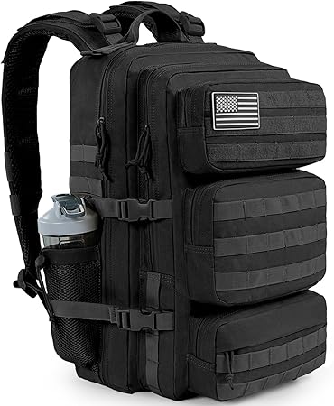 50L Tactical Backpack Large Day Backpack for Men Molle Army 3 Days Assault Pack Bug Out Bag Water Resistant and Heavy Duty Hiking Treeking Rucksack - Black