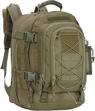 Large Tactical Backpack for Men Military Backpack with DIY System for Travel Work Camping Hunting Hiking Sports (GREEN)