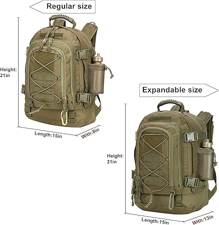 Large Tactical Backpack for Men Military Backpack with DIY System for Travel Work Camping Hunting Hiking Sports (GREEN)