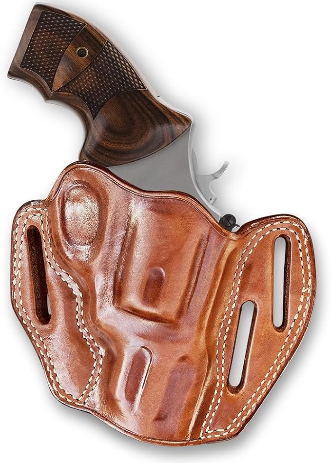 Premium Leather Pancake Holster OWB Fits S&W Performance Center Mod. 627 357 Magnum 8-Shot 2-5/8'' Barrel Unfluted Cylinder Right Hand Draw Brown Color