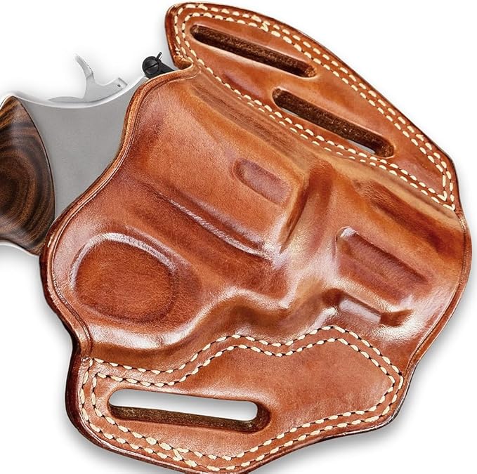 Premium Leather Pancake Holster OWB Fits S&W Performance Center Mod. 627 357 Magnum 8-Shot 2-5/8'' Barrel Unfluted Cylinder Right Hand Draw Brown Color
