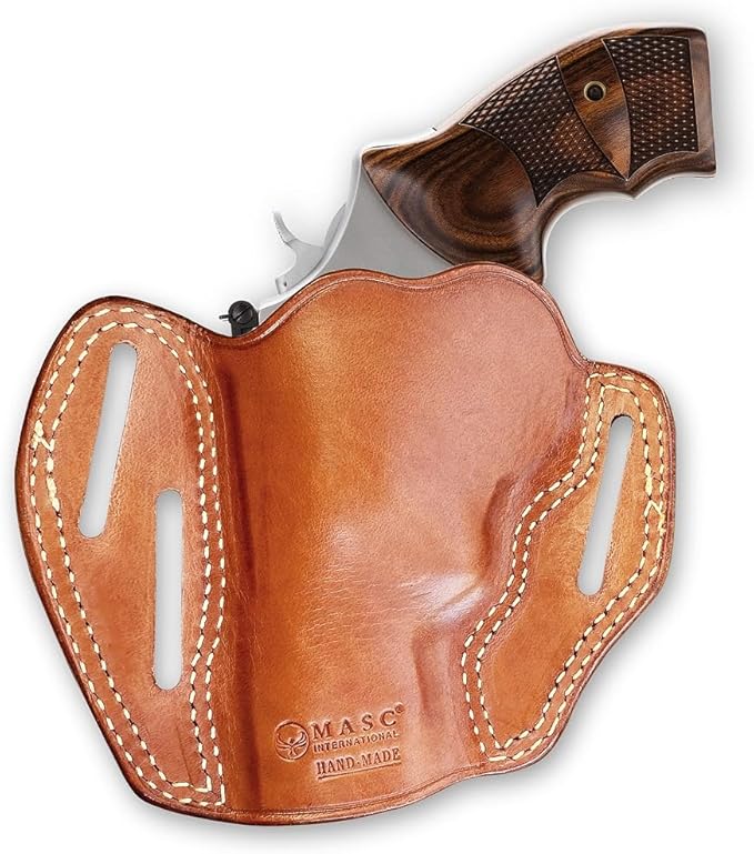 Premium Leather Pancake Holster OWB Fits S&W Performance Center Mod. 627 357 Magnum 8-Shot 2-5/8'' Barrel Unfluted Cylinder Right Hand Draw Brown Color