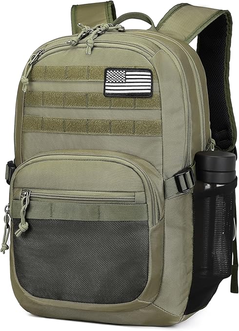 25L Military Tactical Backpack for Men Army 3 Days Assault Pack Bag with Molle System Backpack Tactical for Outdoor Adventures (Military green 18inch)